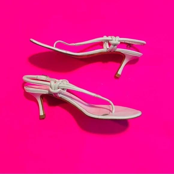 Christian Dior Women’s White Leather Thong Heels Size 37.5 - Picture 5 of 8